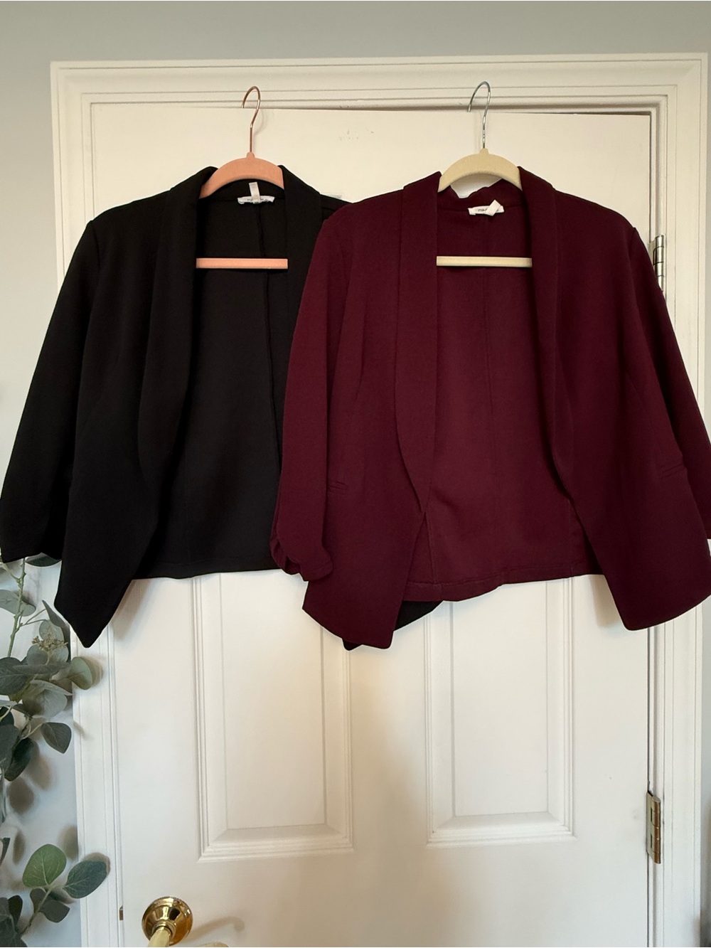 Maurices Open-Front Blazers in Black and Maroon